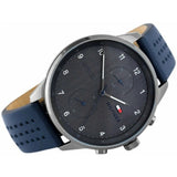 Buy Shop Tommy Hilfiger Chase Grey Dial Blue Leather Strap Watch for Men - 1791578 USA Online