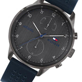 Buy Shop Tommy Hilfiger Chase Grey Dial Blue Leather Strap Watch for Men - 1791578 USA Online