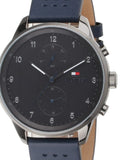 Buy Shop Tommy Hilfiger Chase Grey Dial Blue Leather Strap Watch for Men - 1791578 USA Online