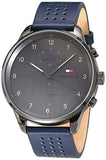 Buy Shop Tommy Hilfiger Chase Grey Dial Blue Leather Strap Watch for Men - 1791578 USA Online