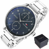 Buy Shop Tommy Hilfiger Chase Multifunction Blue Dial Silver Steel Strap Watch for Men - 1791575 USA Online