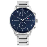 Buy Shop Tommy Hilfiger Chase Multifunction Blue Dial Silver Steel Strap Watch for Men - 1791575 USA Online