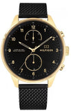 Buy Shop Tommy Hilfiger Chase Quartz Black Dial Black Mesh Bracelet Watch for Men - 1791580 USA Online