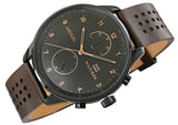 Buy Shop Tommy Hilfiger Chase Quartz Black Dial Brown Leather Strap Watch for Men - 1791577 USA Online
