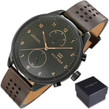 Buy Shop Tommy Hilfiger Chase Quartz Black Dial Brown Leather Strap Watch for Men - 1791577 USA Online