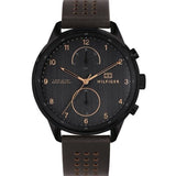 Buy Shop Tommy Hilfiger Chase Quartz Black Dial Brown Leather Strap Watch for Men - 1791577 USA Online