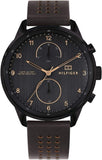 Buy Shop Tommy Hilfiger Chase Quartz Black Dial Brown Leather Strap Watch for Men - 1791577 USA Online