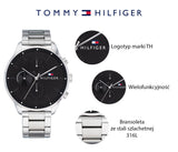 Buy Shop Tommy Hilfiger Chase Quartz Black Dial Silver Steel Strap Watch For Men - 1791485 USA Online
