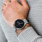 Buy Shop Tommy Hilfiger Chase Quartz Black Dial Silver Steel Strap Watch For Men - 1791485 USA Online