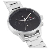 Buy Shop Tommy Hilfiger Chase Quartz Black Dial Silver Steel Strap Watch For Men - 1791485 USA Online