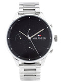 Buy Shop Tommy Hilfiger Chase Quartz Black Dial Silver Steel Strap Watch For Men - 1791485 USA Online