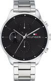 Buy Shop Tommy Hilfiger Chase Quartz Black Dial Silver Steel Strap Watch For Men - 1791485 USA Online