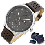 Buy Shop Tommy Hilfiger Chase Quartz Brown Dial Brown Leather Strap Watch for Men - 1791579 USA Online