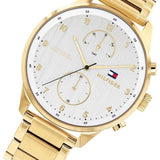 Buy Shop Tommy Hilfiger Chase Quartz White Dial Gold Steel Strap Watch for Men - 1791576 USA Online