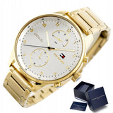 Buy Shop Tommy Hilfiger Chase Quartz White Dial Gold Steel Strap Watch for Men - 1791576 USA Online