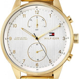 Buy Shop Tommy Hilfiger Chase Quartz White Dial Gold Steel Strap Watch for Men - 1791576 USA Online