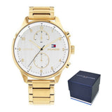 Buy Shop Tommy Hilfiger Chase Quartz White Dial Gold Steel Strap Watch for Men - 1791576 USA Online