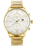 Buy Shop Tommy Hilfiger Chase Quartz White Dial Gold Steel Strap Watch for Men - 1791576 USA Online
