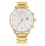 Buy Shop Tommy Hilfiger Chase Quartz White Dial Gold Steel Strap Watch for Men - 1791576 USA Online