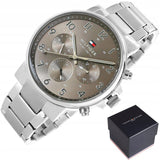 Buy Shop Tommy Hilfiger Chronograph Grey Dial Silver Steel Strap Watch for Men - 1710382 USA Online