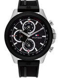 Buy Shop Tommy Hilfiger Clark Chronograph Black Dial Black Rubber Strap Watch For Men - 1792082 USA Online