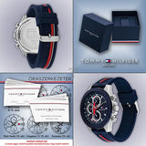 Buy Shop Tommy Hilfiger Clark Chronograph Blue Dial Black Leather Strap Watch For Men - 1792083 USA Online
