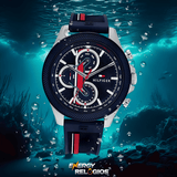Buy Shop Tommy Hilfiger Clark Chronograph Blue Dial Black Leather Strap Watch For Men - 1792083 USA Online