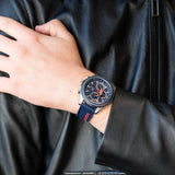 Buy Shop Tommy Hilfiger Clark Chronograph Blue Dial Black Leather Strap Watch For Men - 1792083 USA Online