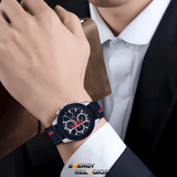 Buy Shop Tommy Hilfiger Clark Chronograph Blue Dial Black Leather Strap Watch For Men - 1792083 USA Online