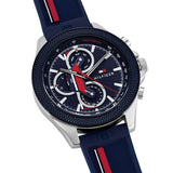 Buy Shop Tommy Hilfiger Clark Chronograph Blue Dial Black Leather Strap Watch For Men - 1792083 USA Online