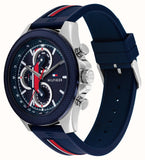 Buy Shop Tommy Hilfiger Clark Chronograph Blue Dial Black Leather Strap Watch For Men - 1792083 USA Online