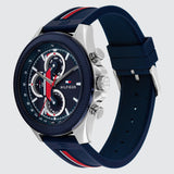Buy Shop Tommy Hilfiger Clark Chronograph Blue Dial Black Leather Strap Watch For Men - 1792083 USA Online