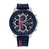 Buy Shop Tommy Hilfiger Clark Chronograph Blue Dial Black Leather Strap Watch For Men - 1792083 USA Online