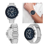 Buy Shop Tommy Hilfiger Clark Chronograph Blue Dial Silver Steel Strap Watch For Men - 1792080 USA Online