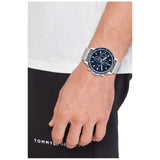Buy Shop Tommy Hilfiger Clark Chronograph Blue Dial Silver Steel Strap Watch For Men - 1792080 USA Online