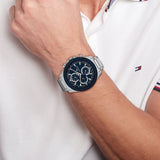 Buy Shop Tommy Hilfiger Clark Chronograph Blue Dial Silver Steel Strap Watch For Men - 1792080 USA Online