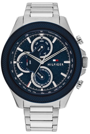 Buy Shop Tommy Hilfiger Clark Chronograph Blue Dial Silver Steel Strap Watch For Men - 1792080 USA Online