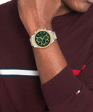 Buy Shop Tommy Hilfiger Clark Chronograph Blue Dial Two Tone Steel Strap Watch For Men - 1792079 USA Online