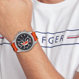 Buy Shop Tommy Hilfiger Clark Chronograph Grey Dial Orange Rubber Strap Watch For Men - 1792084 USA Online