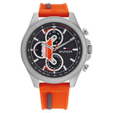 Buy Shop Tommy Hilfiger Clark Chronograph Grey Dial Orange Rubber Strap Watch For Men - 1792084 USA Online