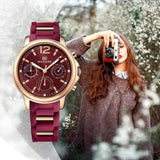 Buy Shop Tommy Hilfiger Claudia Red Dial Two Tone Steel Strap Watch for Women - 1781744 USA Online