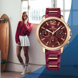 Buy Shop Tommy Hilfiger Claudia Red Dial Two Tone Steel Strap Watch for Women - 1781744 USA Online