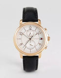 Buy Shop Tommy Hilfiger Claudia White Dial Black Leather Strap Watch for Women - 1781817 USA Online