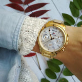 Buy Shop Tommy Hilfiger Claudia White Dial Gold Steel Strap Watch for Women - 1781742 USA Online