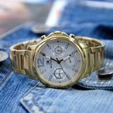Buy Shop Tommy Hilfiger Claudia White Dial Gold Steel Strap Watch for Women - 1781742 USA Online