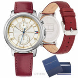 Buy Shop Tommy Hilfiger Claudia White Dial Red Leather Strap Watch for Women - 1781816 USA Online