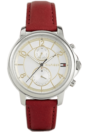 Buy Shop Tommy Hilfiger Claudia White Dial Red Leather Strap Watch for Women - 1781816 USA Online