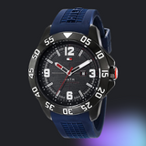 Buy Shop Tommy Hilfiger Cole Black Dial Blue Rubber Strap Watch for Men - 1790984 USA Online