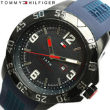 Buy Shop Tommy Hilfiger Cole Black Dial Blue Rubber Strap Watch for Men - 1790984 USA Online