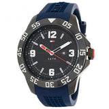 Buy Shop Tommy Hilfiger Cole Black Dial Blue Rubber Strap Watch for Men - 1790984 USA Online